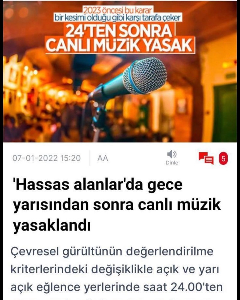 isin karaca dan gece 24 ten sonra hassas bolgelerde muzik yasagina sert elestiri